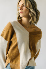 The Hazelton Striped Jacquard Sweater in Light Camel