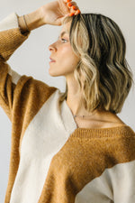 The Hazelton Striped Jacquard Sweater in Light Camel