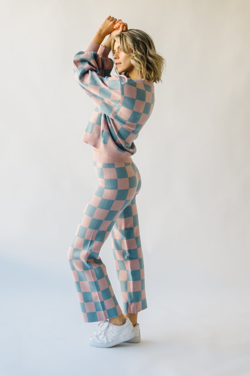 The Granger Checkered Pant in Mauve + Blue