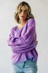 The Aberdeen Striped V-Neck Sweater in Purple + Pink