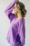The Aberdeen Striped V-Neck Sweater in Purple + Pink