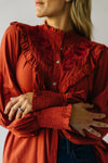 The Albus Embroidered Blouse in Rust