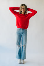 The Elburn Textured Crew Neck Sweater in Red