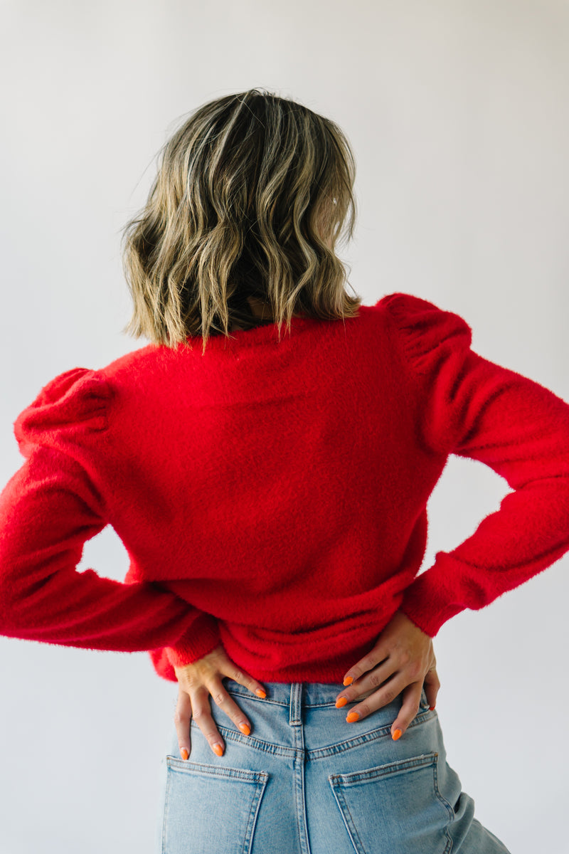 The Elburn Textured Crew Neck Sweater in Red
