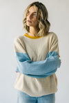 The Bellevue Colorblock Waffle Knit Sweater in Cream + Mustard