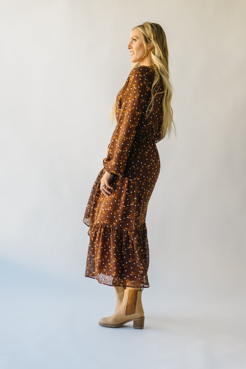 The Selman Floral Midi Dress in Brown – Piper & Scoot