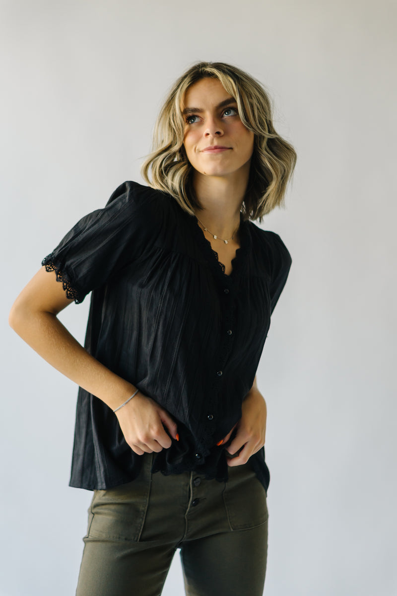 The Rutland Lace Detail Blouse in Black