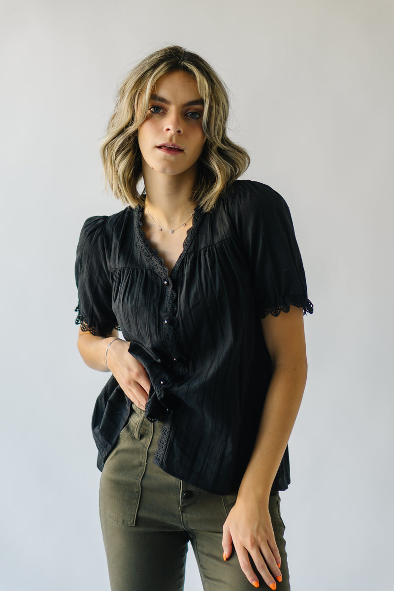 The Rutland Lace Detail Blouse in Black