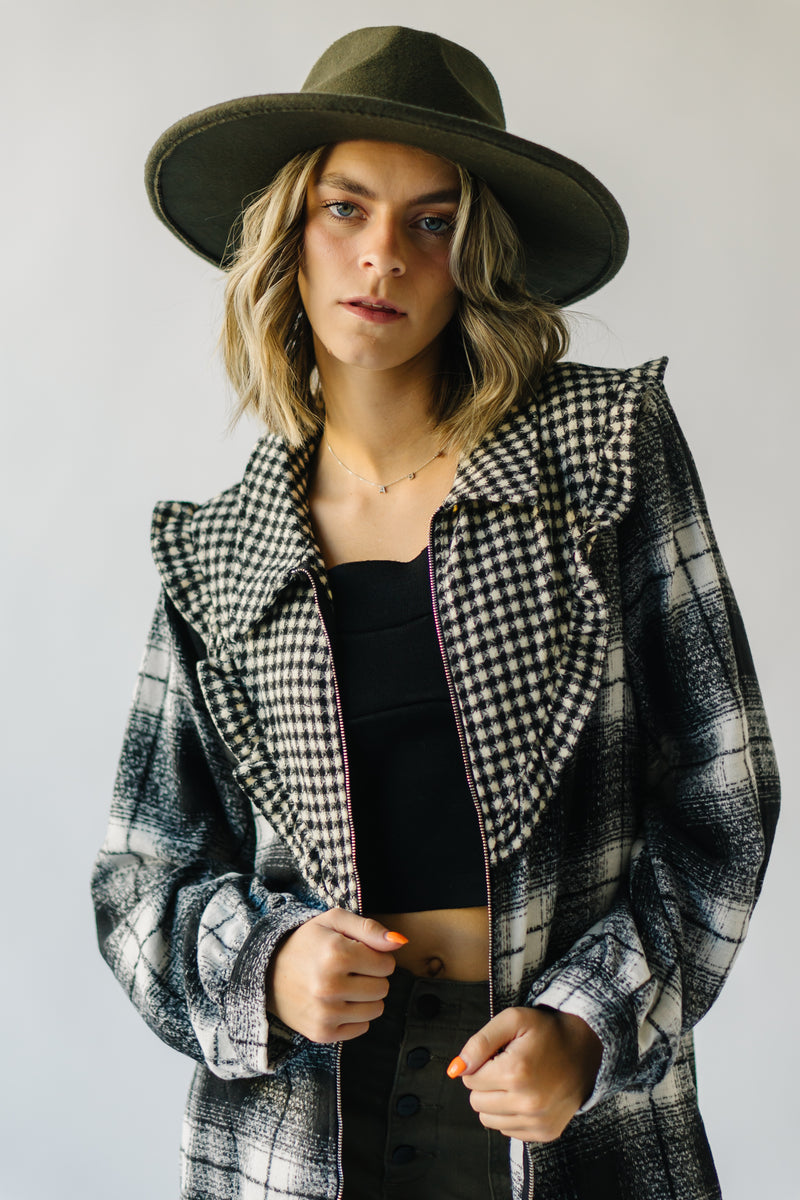 The Emden Checkered Contrast Jacket in Black
