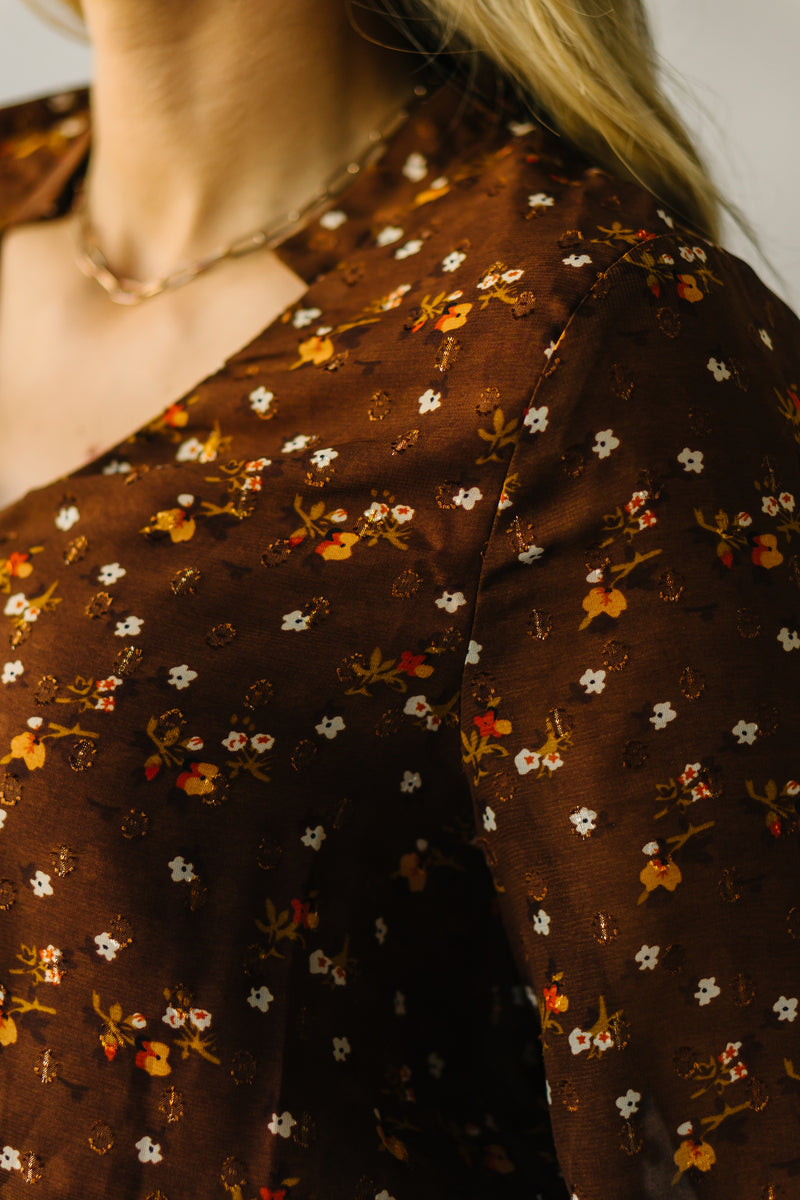 The Selman Floral Midi Dress in Brown