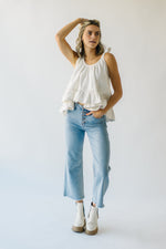 The Menan Denim Tie Detail Blouse in Off White