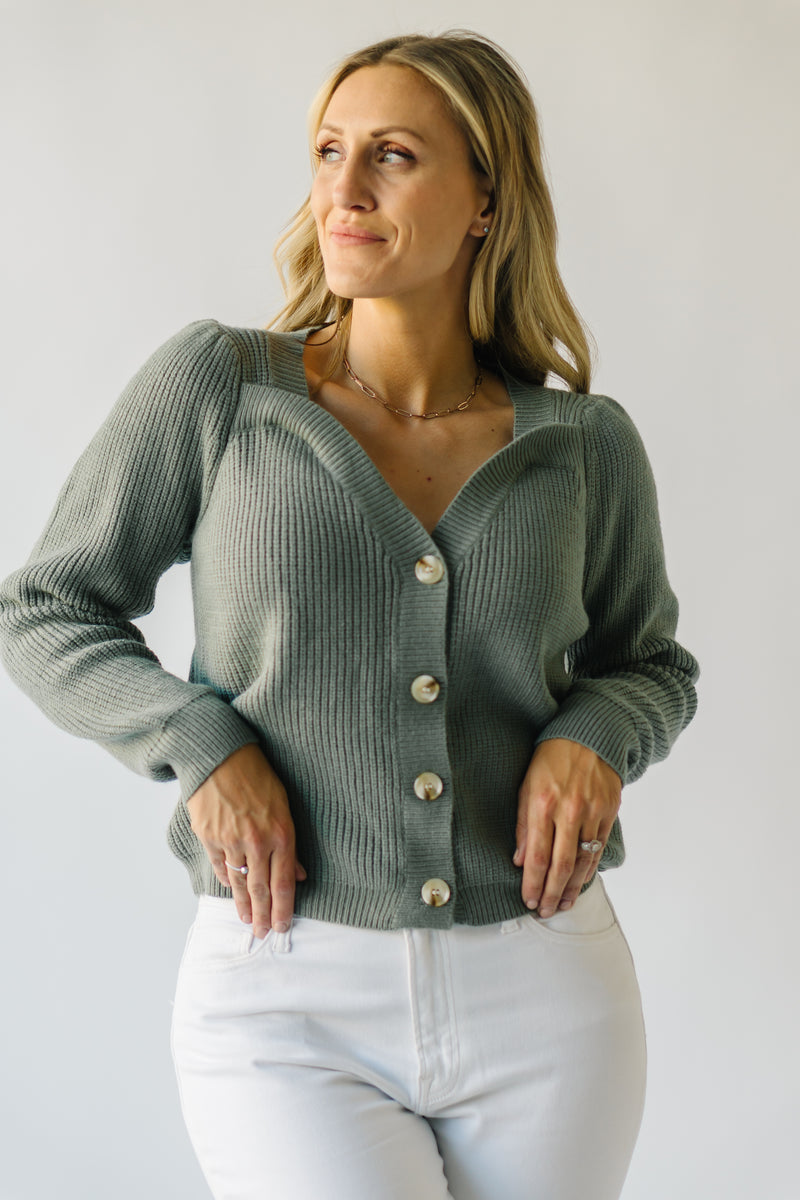 The Burnham Button-Down Sweater in Dusty Sage