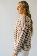 The Parma Textured V-Neck Sweater in Cream + Brown