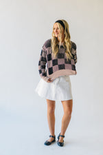 The Shyla Checkered Sweater in Beige + Black