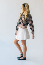 The Shyla Checkered Sweater in Beige + Black