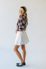 The Shyla Checkered Sweater in Beige + Black