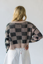 The Shyla Checkered Sweater in Beige + Black