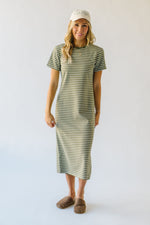 The Valarie Striped Knit Dress in Olive + Ivory