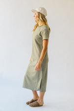 The Valarie Striped Knit Dress in Olive + Ivory