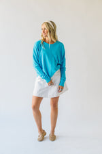 The Tackett Basic Crew Sweater in Teal Blue