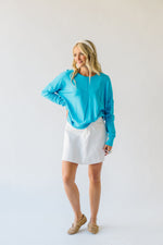 The Tackett Basic Crew Sweater in Teal Blue