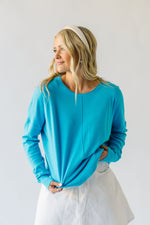 The Tackett Basic Crew Sweater in Teal Blue