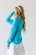 The Tackett Basic Crew Sweater in Teal Blue