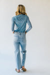 The Tuso Burn Out Leaf Pattern Blouse in Blue