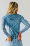 The Tuso Burn Out Leaf Pattern Blouse in Blue