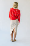 The Rowda Scalloped Detail Sweater in Red