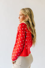 The Rowda Scalloped Detail Sweater in Red