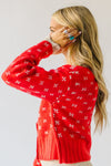 The Rowda Scalloped Detail Sweater in Red