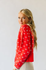 The Rowda Scalloped Detail Sweater in Red