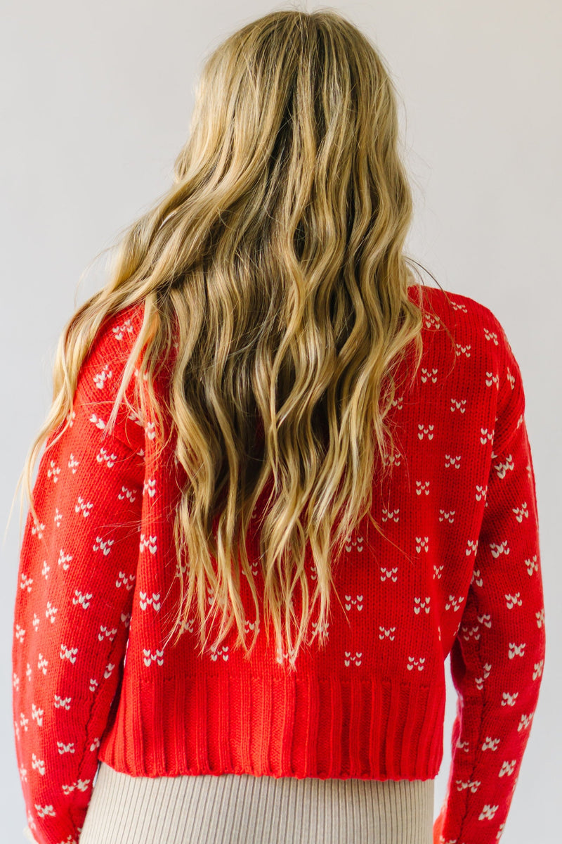 The Rowda Scalloped Detail Sweater in Red