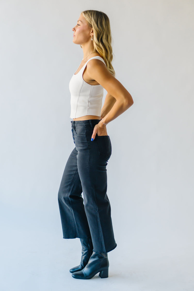 The Jernigan Wide Leg Crop Jean in Charcoal