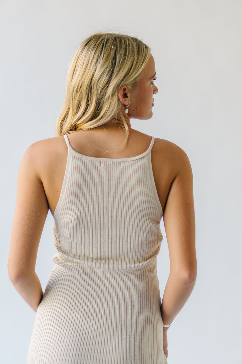 The Aplin Ribbed Tank Midi Dress in Natural