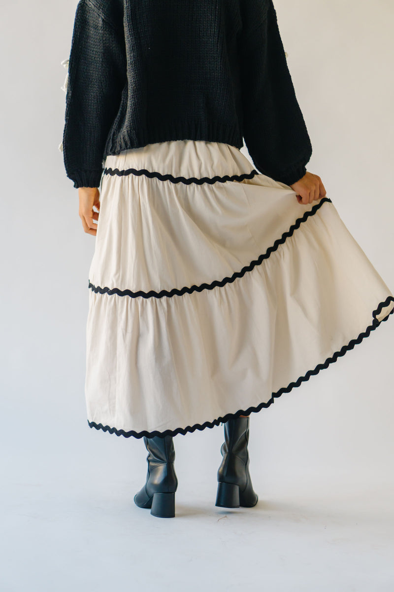 The Perrigo Tiered Maxi Skirt in Oatmeal