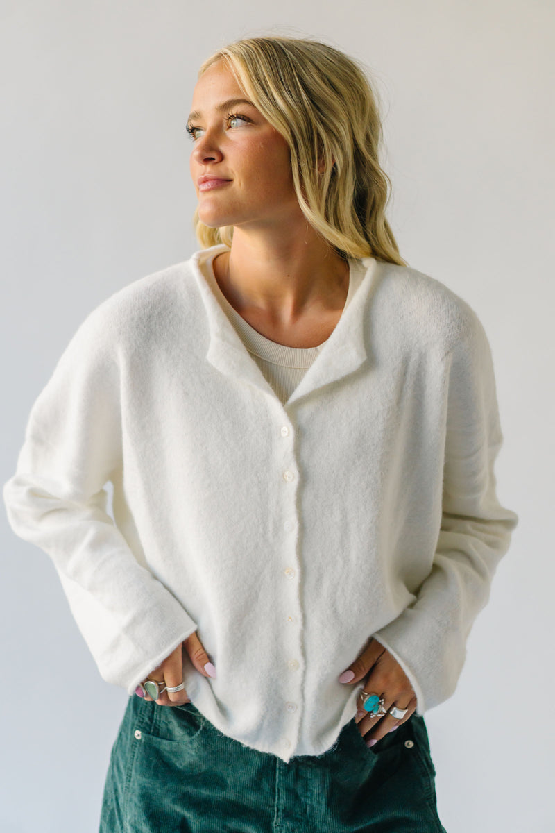 The Riggs Button-Down Sweater in White