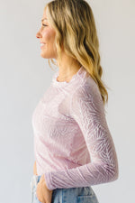 The Tuso Burn Out Leaf Pattern Blouse in Lilac