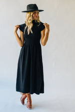 The Stansberry Mock Neck Midi Dress in Black