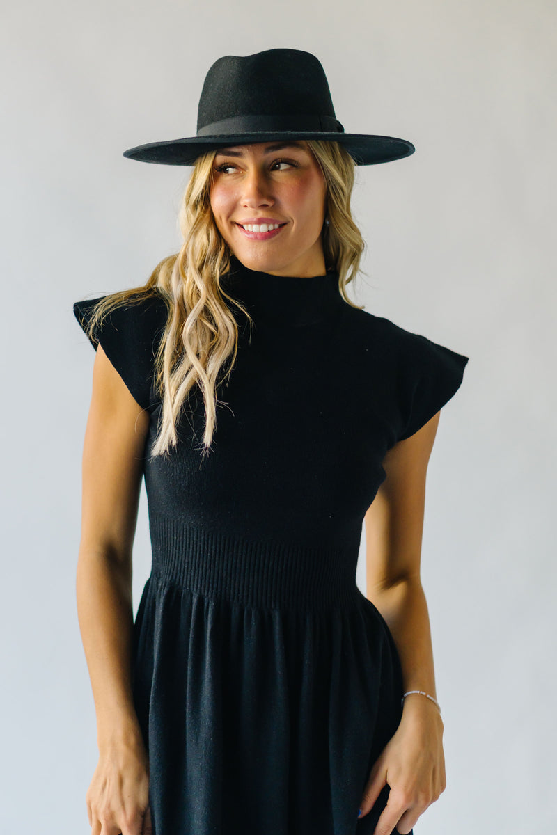 The Stansberry Mock Neck Midi Dress in Black