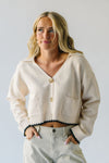 The Canova Stitch Detail Cardigan in Ivory + Black