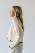 The Canova Stitch Detail Cardigan in Ivory + Black