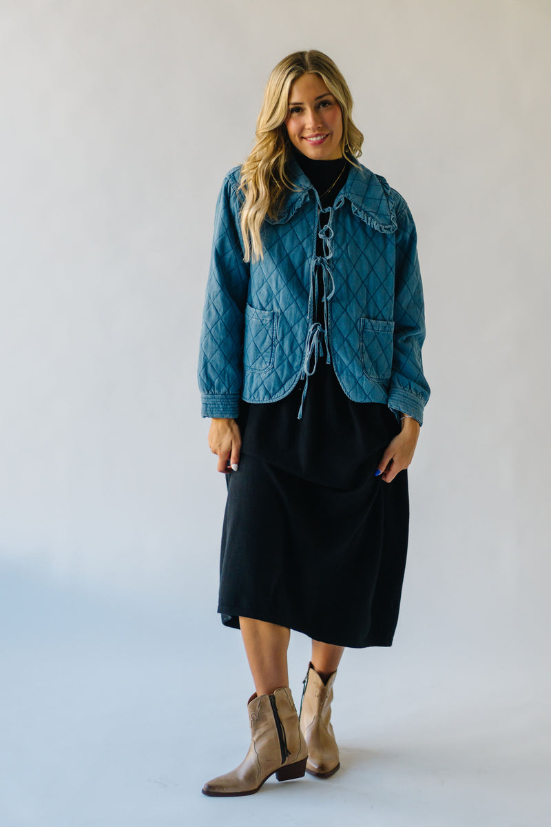 The Sardo Collared Denim Jacket in Medium Blue