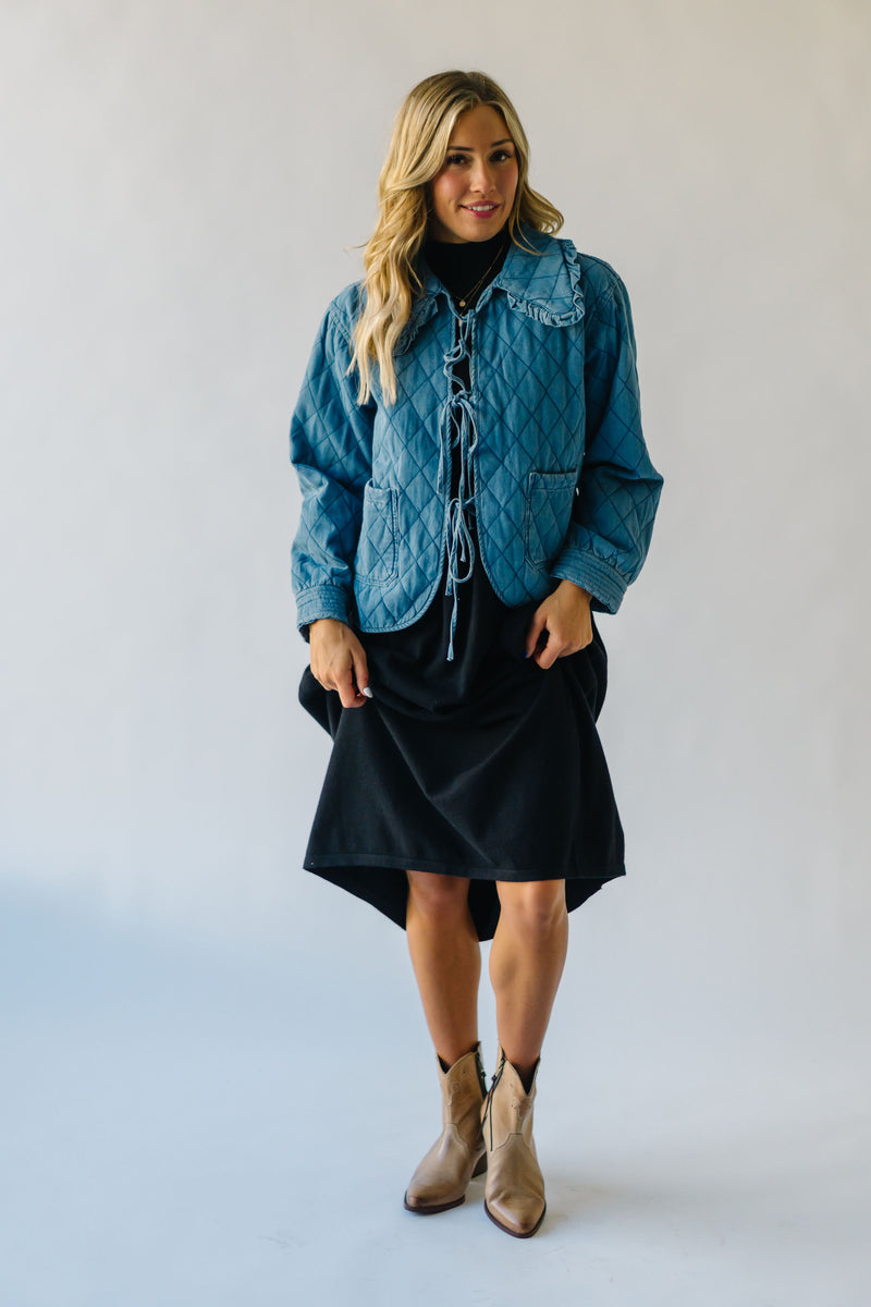 The Sardo Collared Denim Jacket in Medium Blue