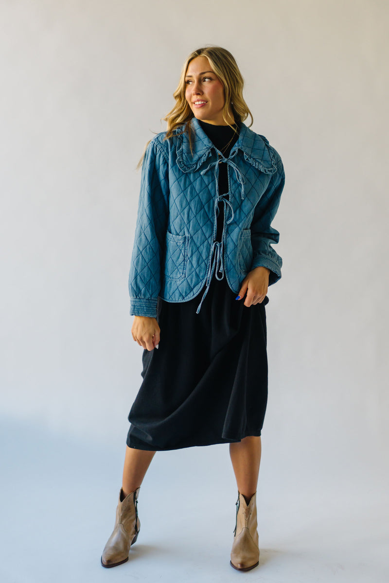 The Sardo Collared Denim Jacket in Medium Blue