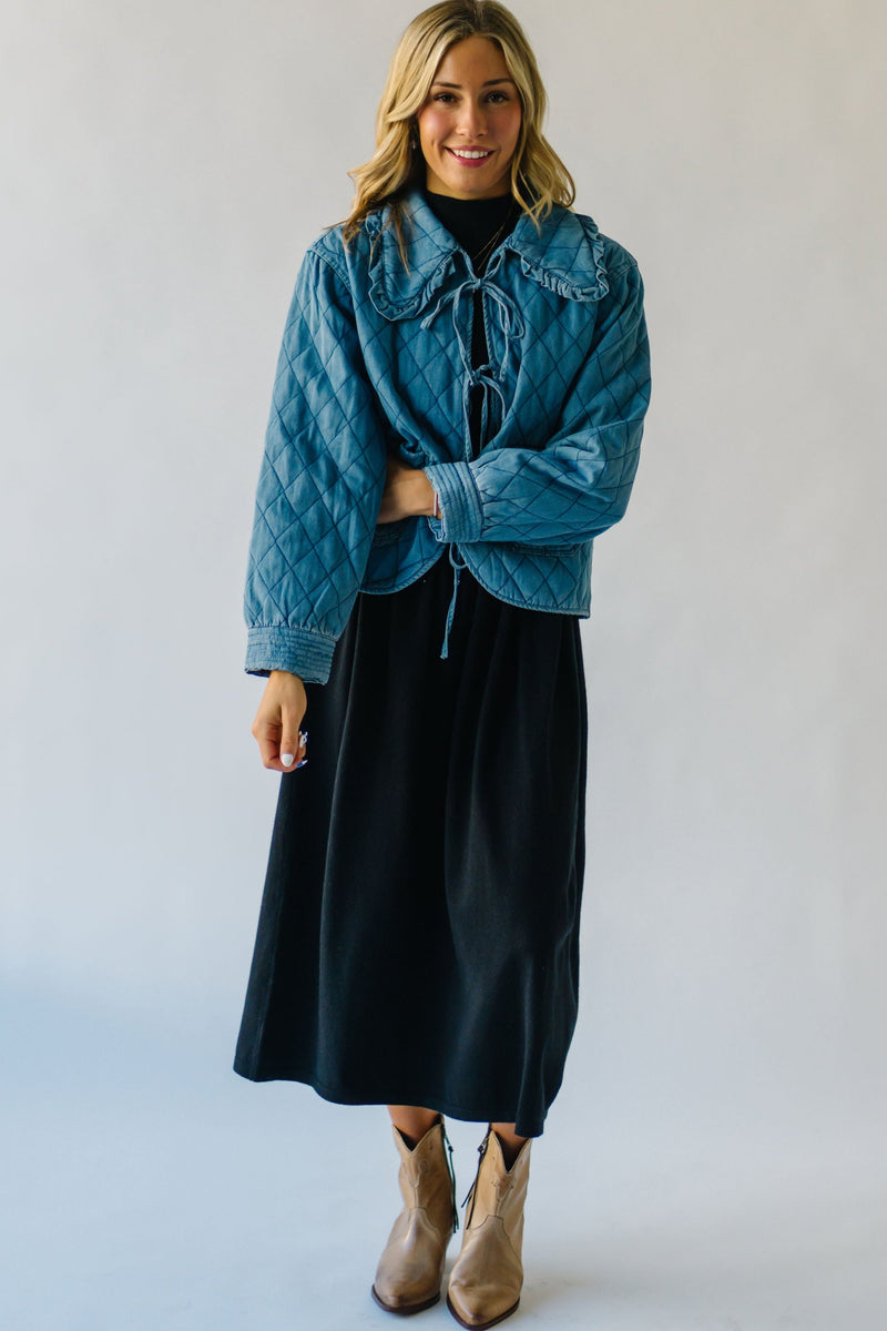 The Sardo Collared Denim Jacket in Medium Blue