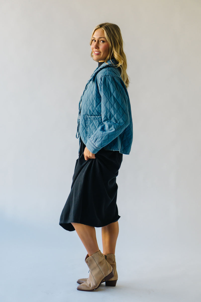 The Sardo Collared Denim Jacket in Medium Blue