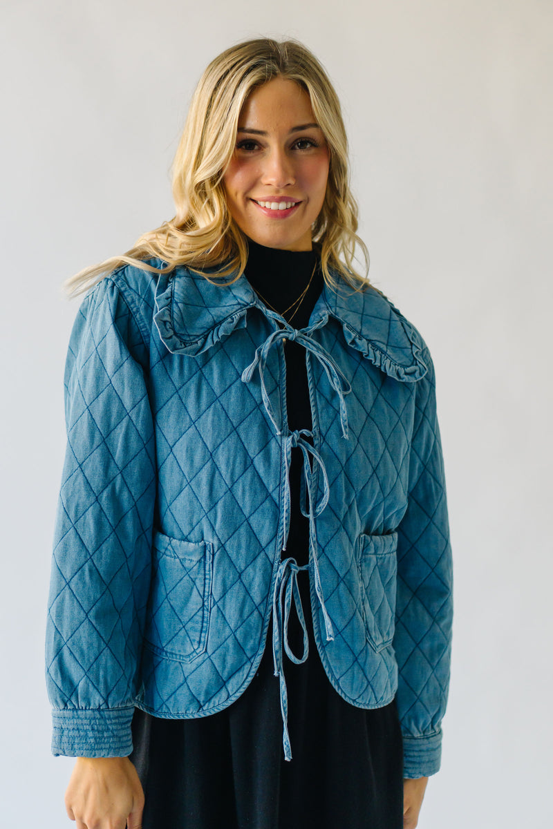 The Sardo Collared Denim Jacket in Medium Blue