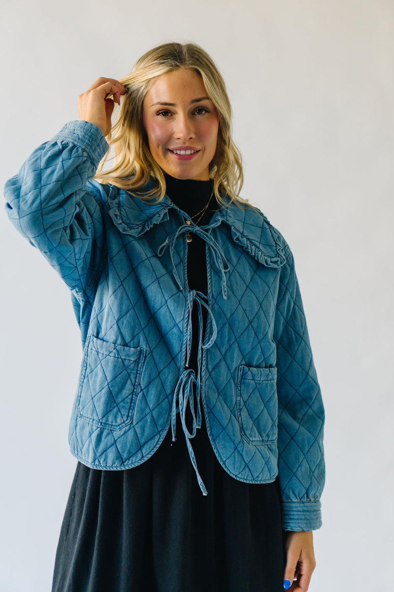 The Sardo Collared Denim Jacket in Medium Blue